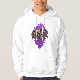 Moletom Esqueleto de Bat Badass com Aura de Fogo Roxo