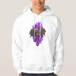 Moletom Esqueleto de Bat Badass com Aura de Fogo Roxo