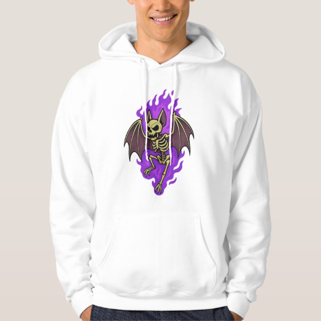 Moletom Esqueleto de Bat Badass com Aura de Fogo Roxo (Frente)
