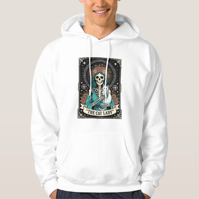 Moletom Esqueleto de Gata Tarot Floral Gótico (Frente)
