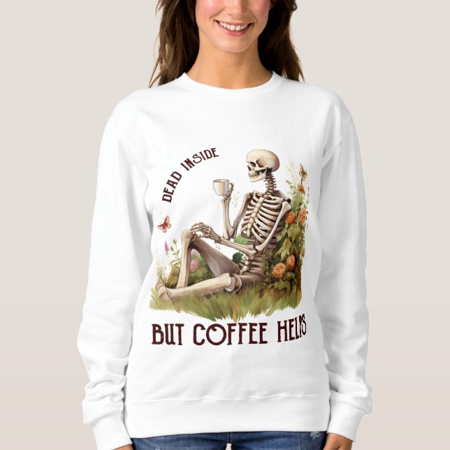 MOLETOM ESQUELETO DE HALLOWEEN COM CAFÉ (Frente)