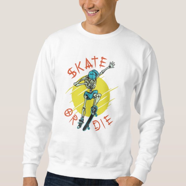 Moletom Esqueleto de skate ou morrer Skateboarder (Frente)