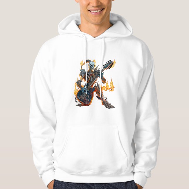 Moletom esqueleto do inferno com guitarra e Hoodie (Frente)
