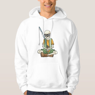 Moletom Esqueleto na pesca com cana de pesca