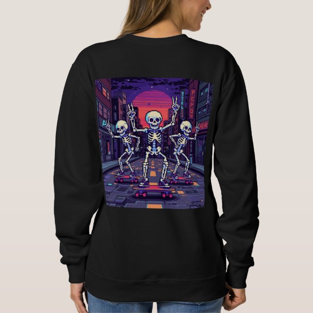 Moletom Esqueletos Legais No Designo De Estilo Vaporwave D (Verso)