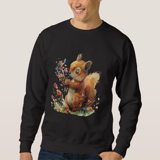 Moletom esquilo com flores e esquilo giro (Frente)