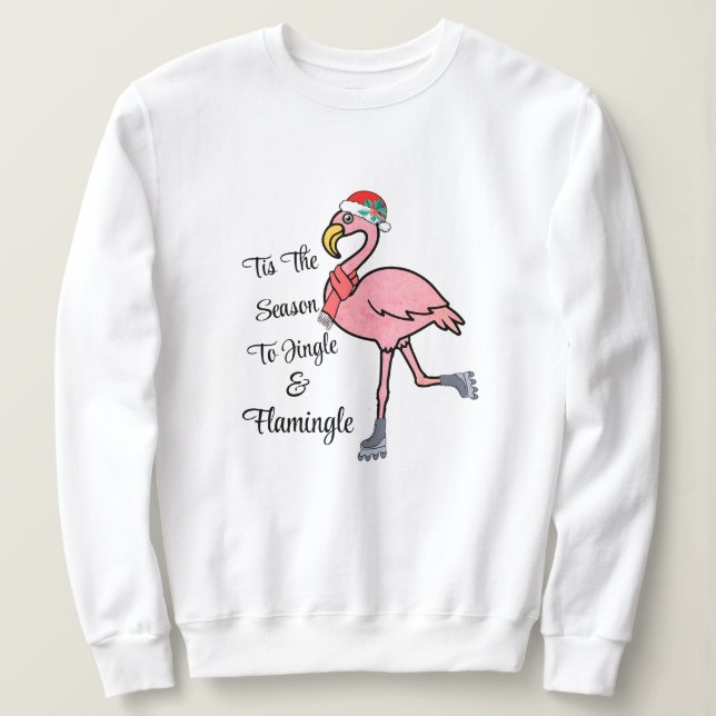 Moletom Esta é a estação, um belo Flamingo de Patinação co (Frente do Design)