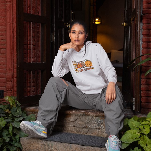 Moletom Esta é a queda do campeonato de futebol (Tis the Season Football Pumpkin Fall Hoodie)