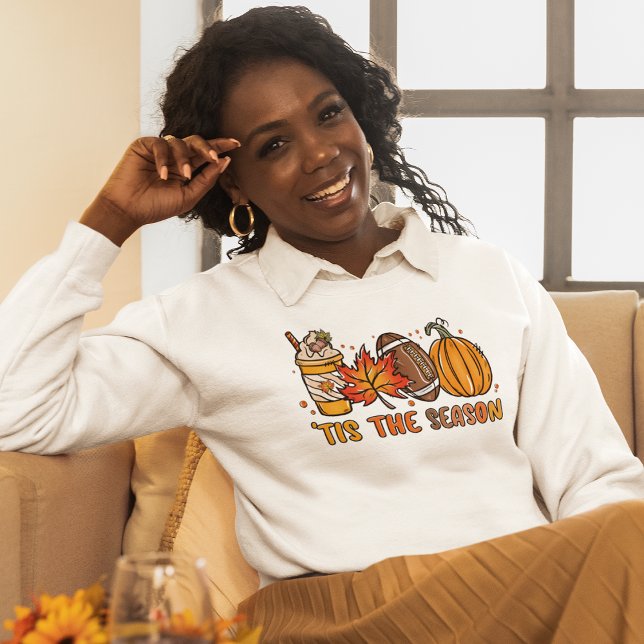 Moletom Esta é a queda do campeonato de futebol (Tis the Season Football Pumpkin Fall Sweatshirt)