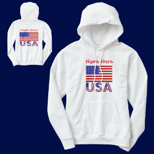 Moletom Estados Unidos EUA América Vermelho Personalizado 