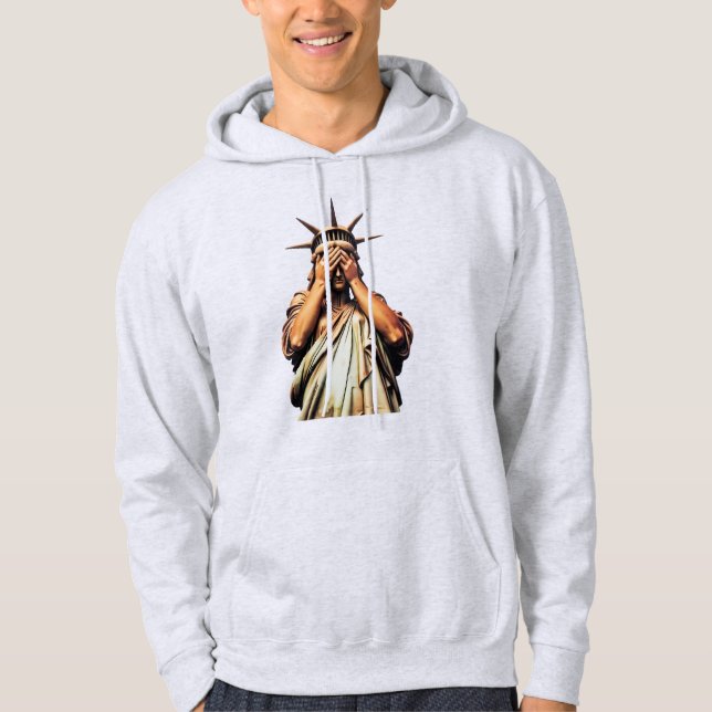 Moletom Estátua da Liberdade cobrindo o rosto de vergonha (Frente)