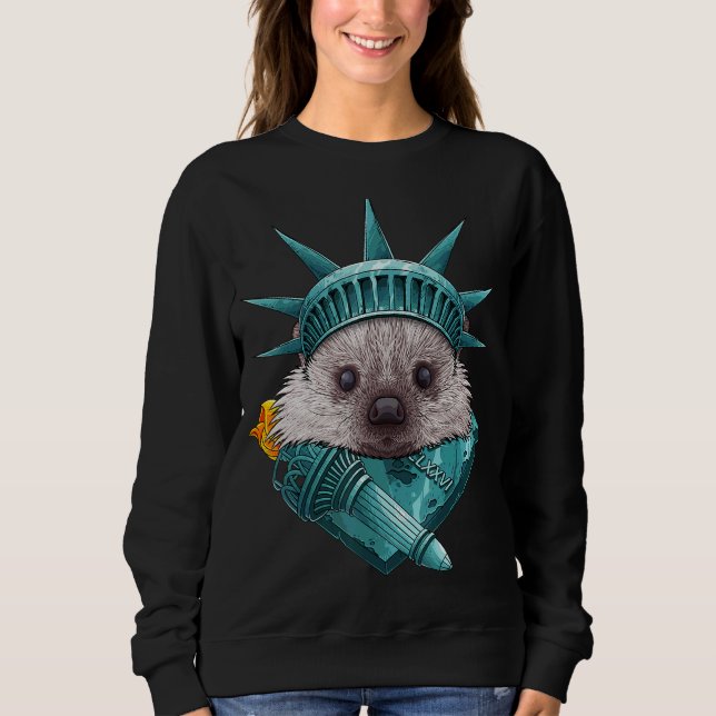 Moletom Estátua Da Liberdade Hedgehog 4 De Julho (Frente)