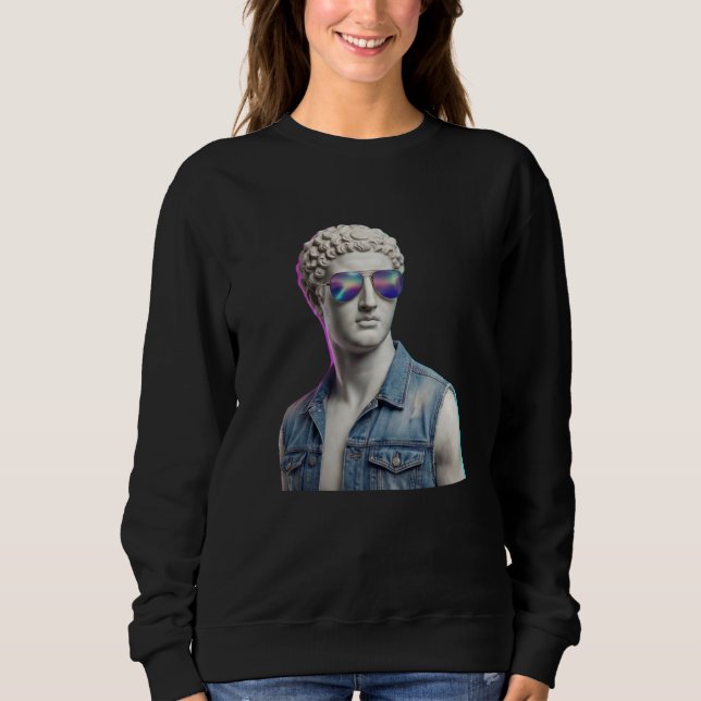 Moletom Estátua Grega Descolada com Óculos de Sol & Colete (Frente)