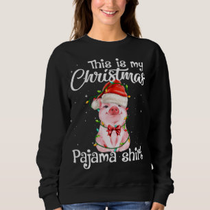 Moletom Este É Meu Natal Pajama Pig Santa Hat Light