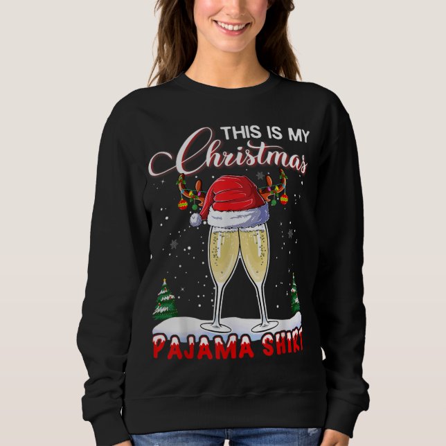 Moletom ESTE É MEU Vidro de Champagne NATAL Pajama (Frente)