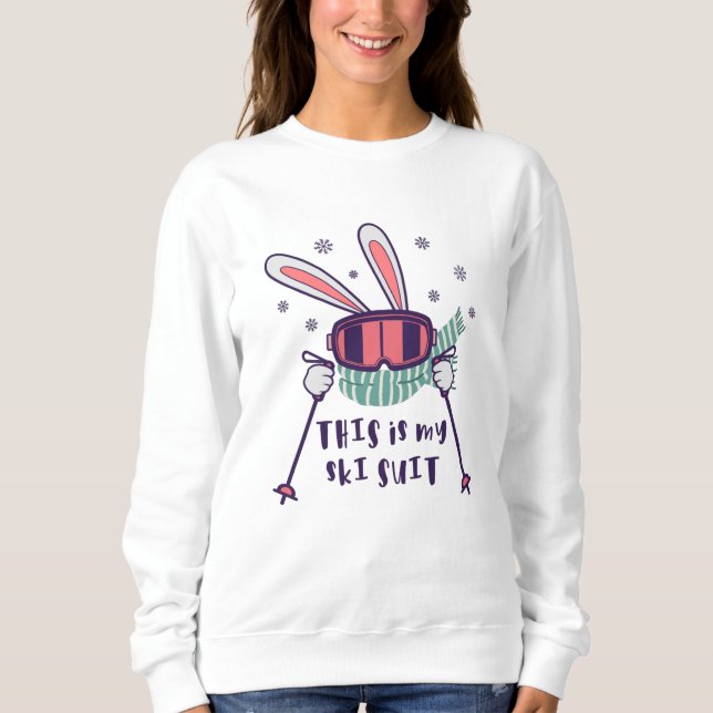 Moletom Este é o meu Coelho de Esqui de Ski com bastões de (Frente)