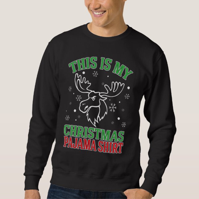 Moletom Este É O Meu Natal Pajama Moose Holiday (Frente)