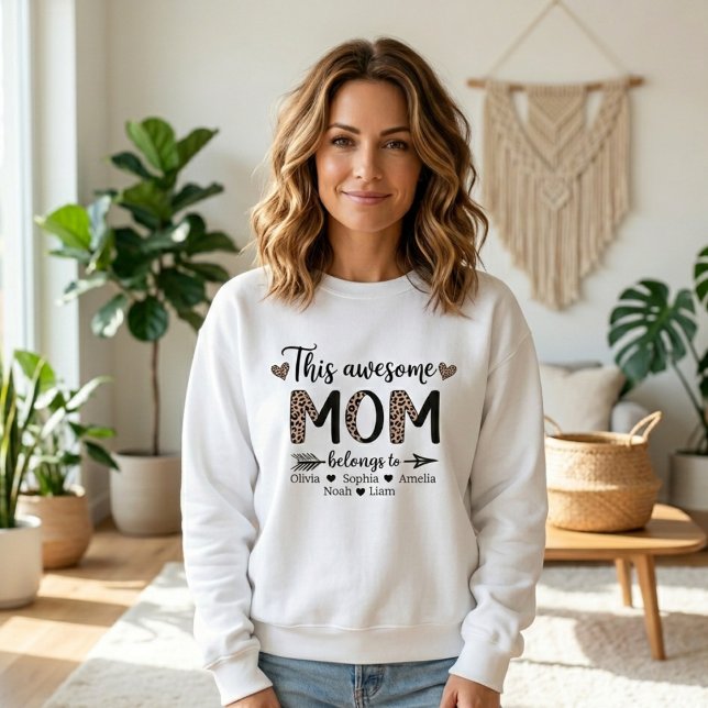 Moletom Este Estilo de Mamãe Incrível e Leopardo em Negrit (Criador carregado)