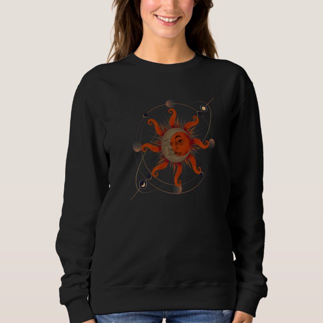 Moletom Estética Boêmia Boho Sol Lua Crescente Universo (Frente)