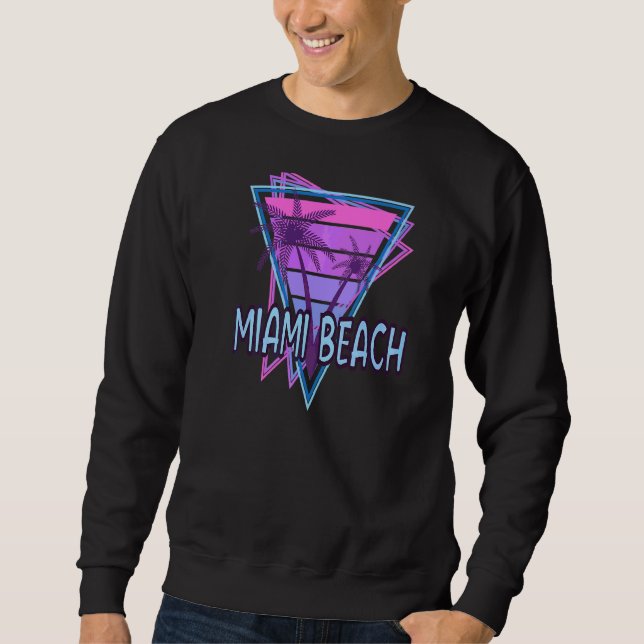 Moletom Estética de Vaporwave em Miami Beach (Frente)