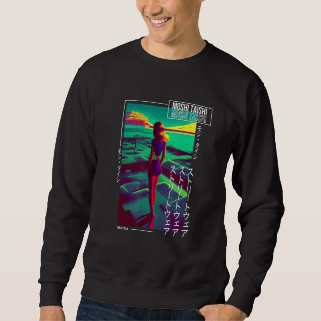 Moletom Estética Otaku Vaporwave Japonesa Synthwave Retrô  (Frente)