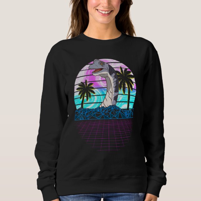 Moletom Estética retrô Brachiosaurus Vaporwave, 90s 80s (Frente)