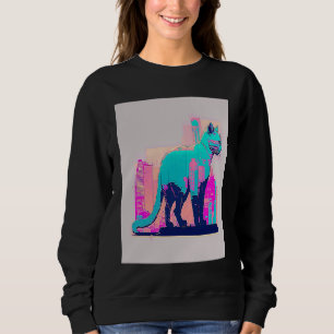 Moletom Estética Vaperwave Gato Glitch Retrowave Synthwave