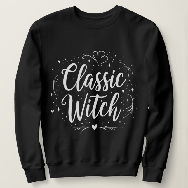 Moletom Estilo Clássico Elegante de Caligrafia de Bruxas (Frente do Design)