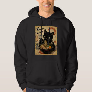 Moletom Estilo de Arte Japonês Ramen de Gato Preto Aconche
