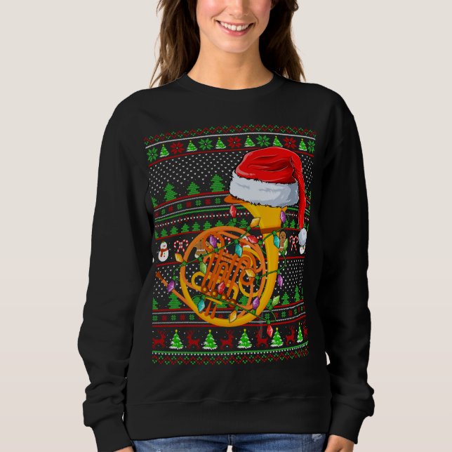Moletom Estilo de Sweater Feio Xmas Iluminando o Chifre Fr (Frente)