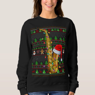 Moletom Estilo de Sweater Feio Xmas Iluminante Natal Saxof