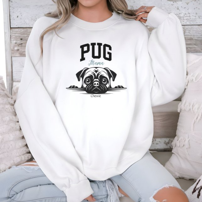 Moletom Estilo de Varsidade Universitária Pug Mama Dog Lov (Criador carregado)