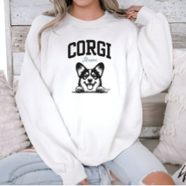 Moletom Estilo de Varsity do College Script Corgi Mama