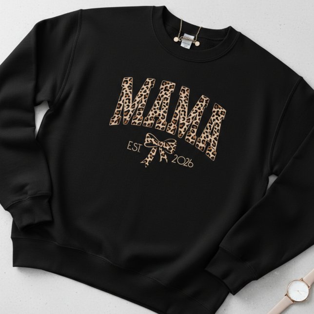 Moletom Estilo Feminino Ousado Leopard Varsity Mama (Criador carregado)