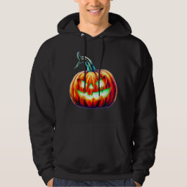 Moletom Estilo RETRO Jack-o-Lantern Halloween Hoodie NEGRO
