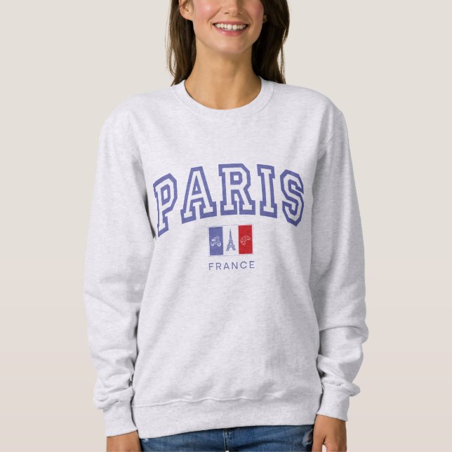 Moletom Estilo Varsity Vintage Paris Francês (Frente)