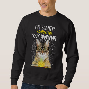 Moletom Estou Corrigindo Silentemente Sua Gramática - Gato