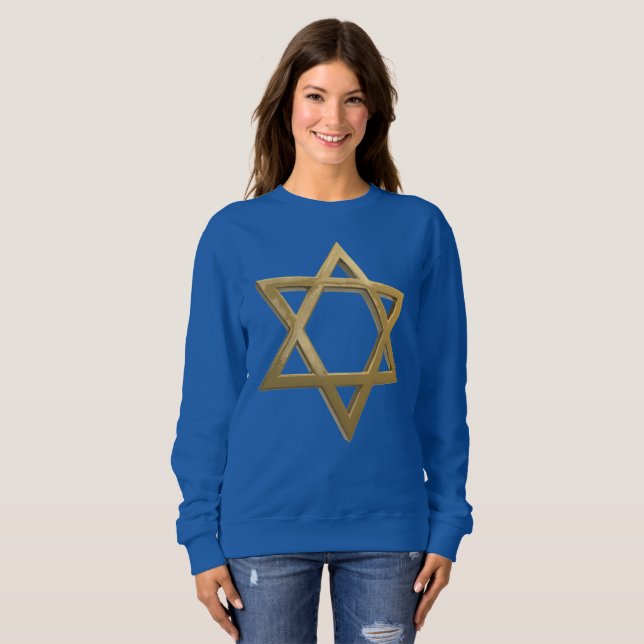 Moletom estrela do chanukkah davive blusa (Frente Completa)