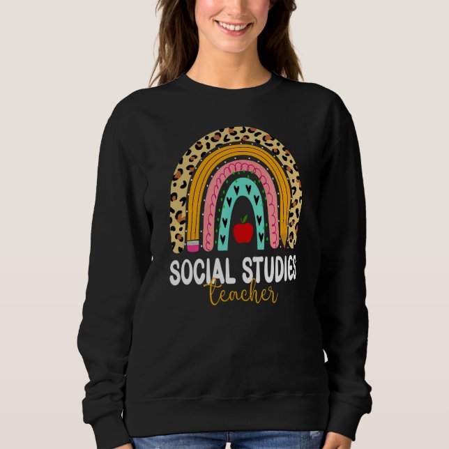 Moletom Estudos Sociais Professor Leopard Rainbow Volta A  (Frente)