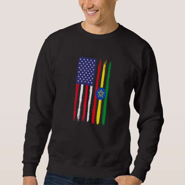 Moletom Etíope Roots Half American Flag Patriotic Ethio (Frente)