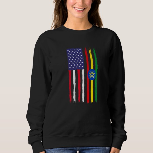 Moletom Etíope Roots Half American Flag Patriotic Ethio (Frente)