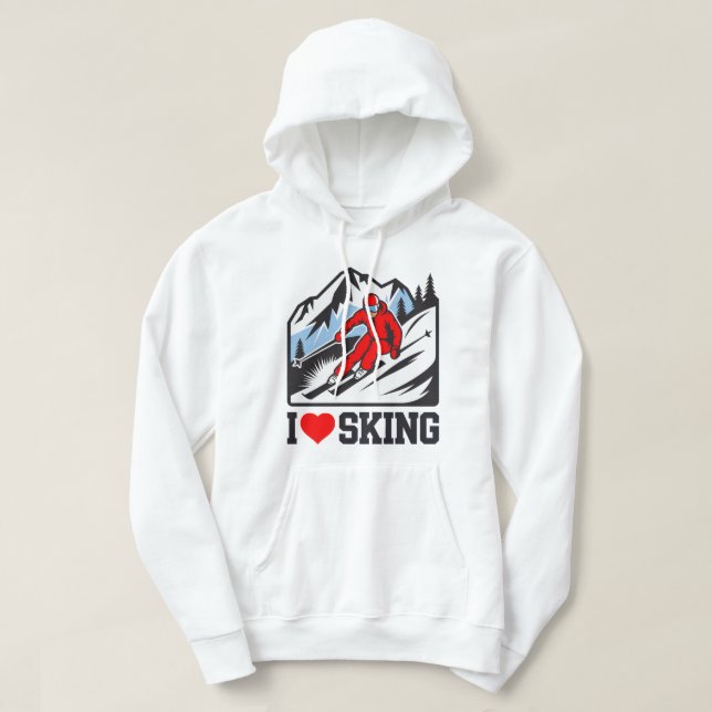 Moletom Eu Adoro Esquiar Retro Skier Mountain Graphic (Frente do Design)