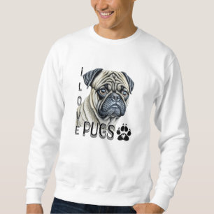 Moletom Eu Adoro Pugs Proprietários De Cachorros Cortos