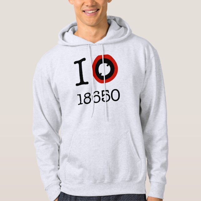 Moletom Eu amo 18650 baterias do Li-Íon (Frente)