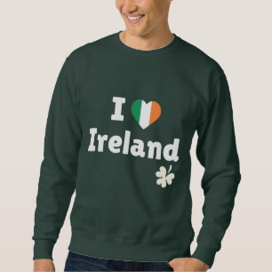 Moletom Eu Amo a Irlanda - Coração da Bandeira Irlandesa &