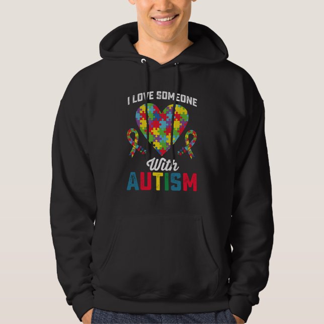 Moletom Eu Amo Alguém Com Conscientização do Autismo (Frente)
