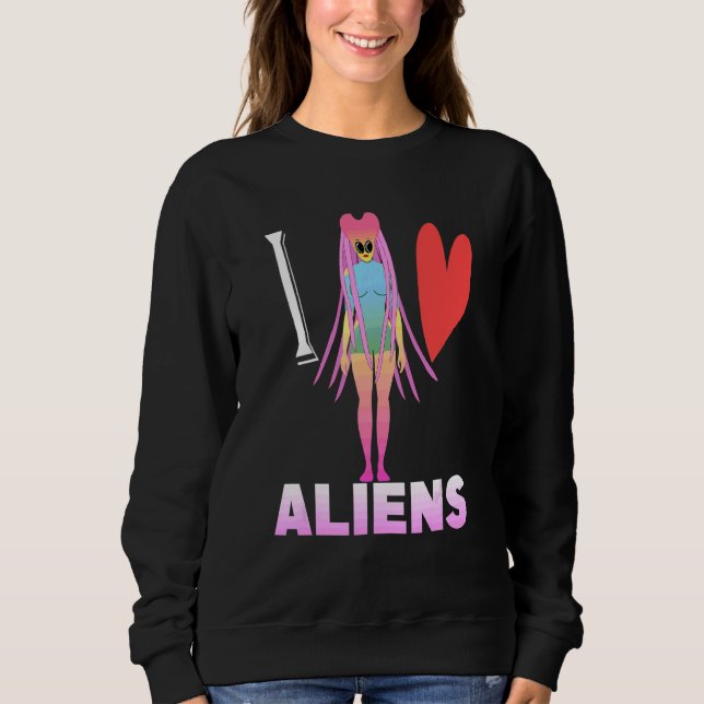 Moletom Eu Amo Aliens  Ficção Científica (Frente)