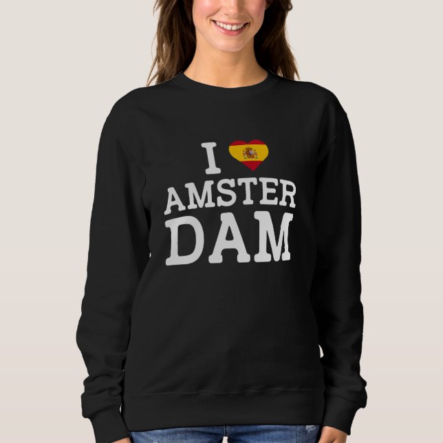Moletom Eu Amo Amsterdã Bandeira Divertida da Espanha Piad (Frente)