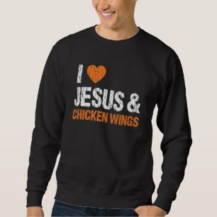 Moletom Eu Amo Asas De Frango E Jesus Comida Engraçada Com