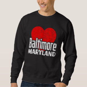 Moletom Eu Amo Baltimore Maryland Retro Coração Grande Bal